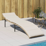 vidaXL Lettino Prendisole con Cuscino Beige 55x199x50 cm in Polyrattan