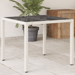 vidaXL Tavolo Giardino con Piano Vetro Bianco 90x90x75 cm Polyrattan