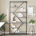 vidaXL Libreria Grigio Sonoma 91x36x176 cm Legno ingegnerizzato e Acciaio