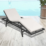 Lettino Prendisole con Cuscino in Polyrattan Nero