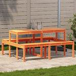 vidaXL Tavolo da Picnic Marrone Cera 160x134x75 cm Legno Massello Pino