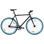 vidaXL Bicicletta a Scatto Fisso Nera e Blu 700c 55 cm