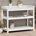 vidaXL Tavolo Invaso con Ripiani Bianco 108x45x86,5 cm Massello Pino