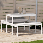 vidaXL Tavolo da Picnic Bianco 110x134x75 cm in Legno Massello di Pino