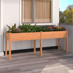 vidaXL Fioriera con Fodera Marrone 203x53x76cm Legno Massello di Abete