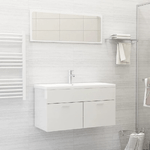 vidaXL Set Mobili da Bagno 2 pz Bianco Lucido in Truciolato