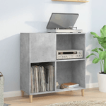 Mobile Porta Dischi Grigio Cemento 84,5x38x89 Legno ingegnerizzato