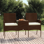 vidaXL Divano da Giardino a 2 Posti con Tavolino in Polyrattan Marrone