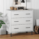 vidaXL Credenza con 3 Cassetti Bianca 77x40x79,5cm Legno Massello OSLO