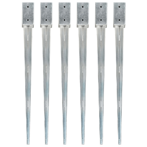 Picchetti di Terra 6 pz Argento 7x7x90 cm in Acciaio Zincato