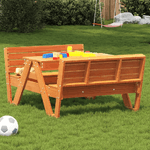 vidaXL Tavolo Picnic Bambini Marrone Cera 88x122x58 cm Massello Pino