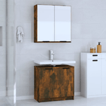 vidaXL Set Mobili da Bagno 2 pz Rovere Fumo in Legno Multistrato