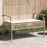 vidaXL Panca da Giardino con Cuscino Beige Polyrattan e Legno Acacia