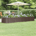 vidaXL Letto Giardino Acciaio Verniciato a Polvere 296x80x36cm Marrone