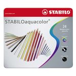 STABILO Matita colorata acquarellabile - STABILOaquacolor - Scatola in Metallo da 24 colori assortiti