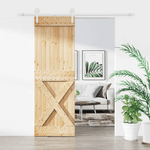 Porta Scorrevole con Set Hardware 80x210 cm Legno Massello Pino