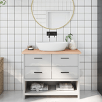 vidaXL Piano Bagno 100x40x4 cm in Legno Massello Non Trattato