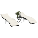 vidaXL Lettini Prendisole 2 pz con Tavolino Nero in Polyrattan