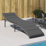 vidaXL Lettino Prendisole con Cuscino Grigio 55x199x50cm in Polyrattan