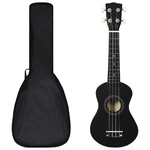 vidaXL Set Ukulele Soprano con Borsa per Bambini Nera 21"