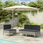 vidaXL Sedie da Giardino 3 pz con Cuscini in Polyrattan Grigio