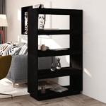 Libreria/Divisorio Nero 80x35x135 cm in Legno Massello di Pino