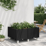 vidaXL Fioriera da Giardino con Ruote Nera 100x80x54 cm in PP