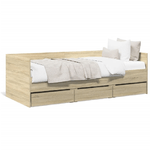 vidaXL Divano Letto con Cassetti Rovere Sonoma 100x200 cm Multistrato