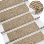 vidaXL Tappeti Adesivi Scale Aspetto Sisal 15 pz 65x21x4cm Beige Scuro