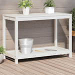 vidaXL Tavolo Invaso con Ripiano Bianco 108x50x75 cm Massello Pino