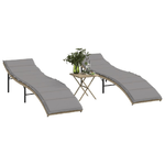 vidaXL Lettini Prendisole 2 pz con Tavolino Beige in Polyrattan