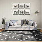 vidaXL Tappeto Shaggy a Pelo Lungo Moderno Nero e Crema 200x200 cm