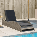 vidaXL Lettino Prendisole con Cuscino Grigio 60x205x73 cm Polyrattan