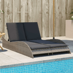 vidaXL Lettino Prendisole con Cuscini Grigio 114x205x73 cm Polyrattan