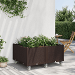 vidaXL Fioriera da Giardino con Ruote Marrone 100x80x54 cm in PP