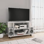 vidaXL Mobile TV con Ruote Bianco Lucido 80x40x40 cm in Truciolato