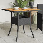 vidaXL Tavolo Giardino Piano Legno Acacia Nero 80x80x75 cm Polyrattan