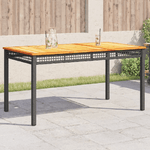 vidaXL Tavolo da Giardino Nero 140x80x75 cm Polyrattan e Legno Acacia