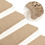 vidaXL Tappeti Autoadesivi Scale Aspetto Sisal 15 pz 65x21x4 cm Sabbia