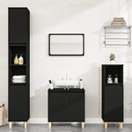 Set Mobili da Bagno 3 pz Nero in Legno ingegnerizzato