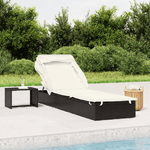 vidaXL Lettino con Tetto Pieghevole Nero 213x63x97 cm Polyrattan