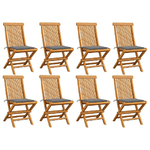 vidaXL Sedie da Giardino e Cuscini Grigi 8 pz Massello di Teak