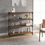 Libreria rovere fumo 100x33x100 cm Legno ingegnerizzato e Acciaio