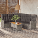 vidaXL Divano Angolare Reclinabile con Cuscini in Polyrattan Grigio