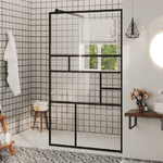 vidaXL Parete per Doccia Walk-in Vetro Trasparente ESG 90x195 cm Nera