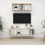 vidaXL Set Porta TV 2 pz Bianco e Rovere Sonoma in Truciolato