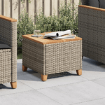 vidaXL Tavolo da Giardino Grigio 45x45x37 cm Polyrattan e Legno Acacia