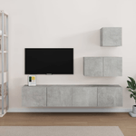 vidaXL Set di Mobili Porta TV 4 pz Grigio Cemento in Legno ingegnerizzato