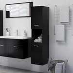 vidaXL Armadio da Bagno Nero 30x30x130 cm in Truciolato