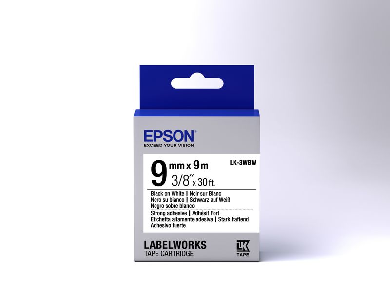 Epson-Nastro-fondo-Bianco-per-testo-Nero-altamente-adesivo-9-9-LK-3WBW